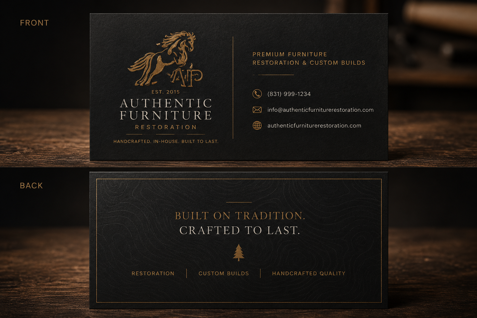 Authentic Furniture business card design